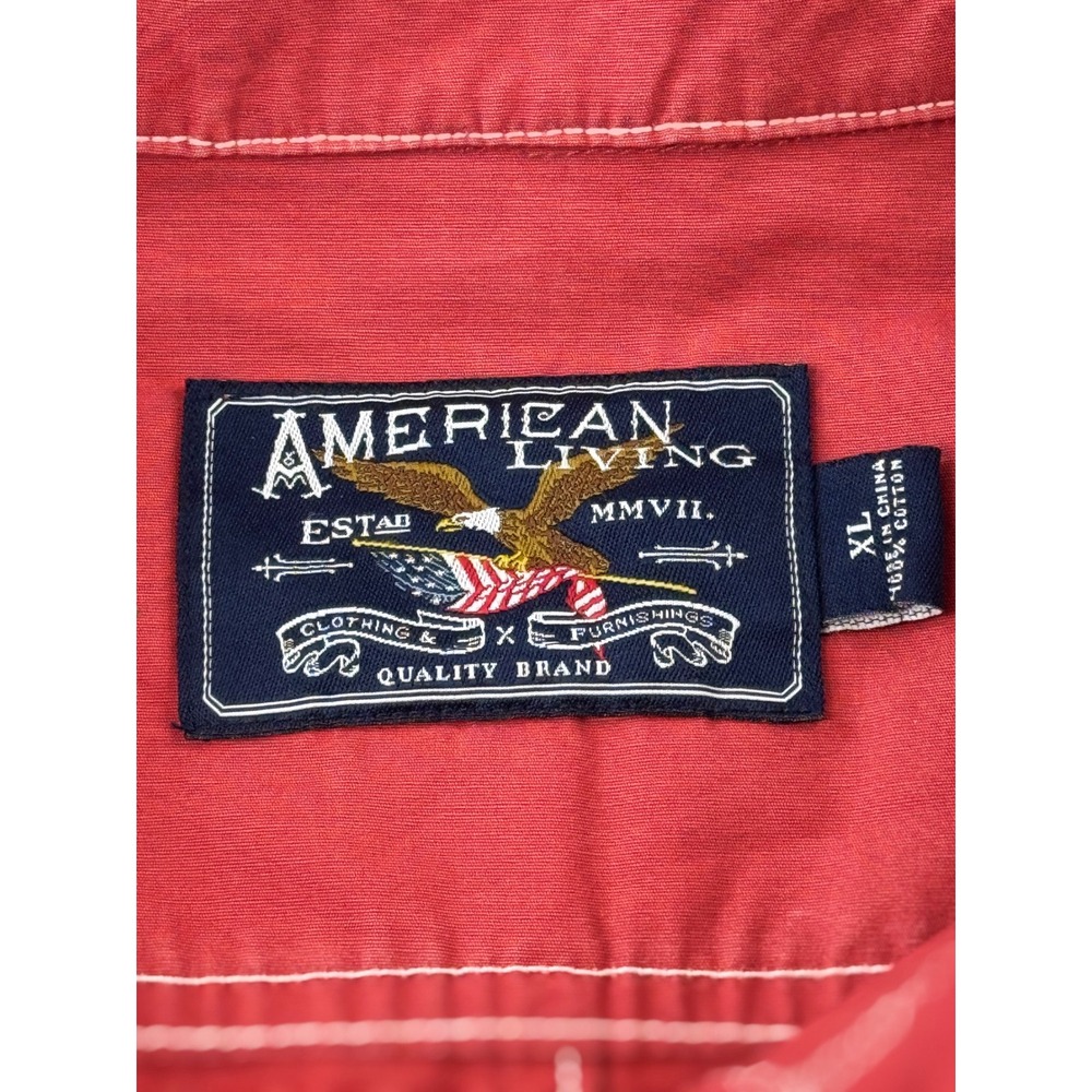 American Living Red Utility Jacket Belted Cotton XL White Stitching Full Zip - Picture 7 of 9